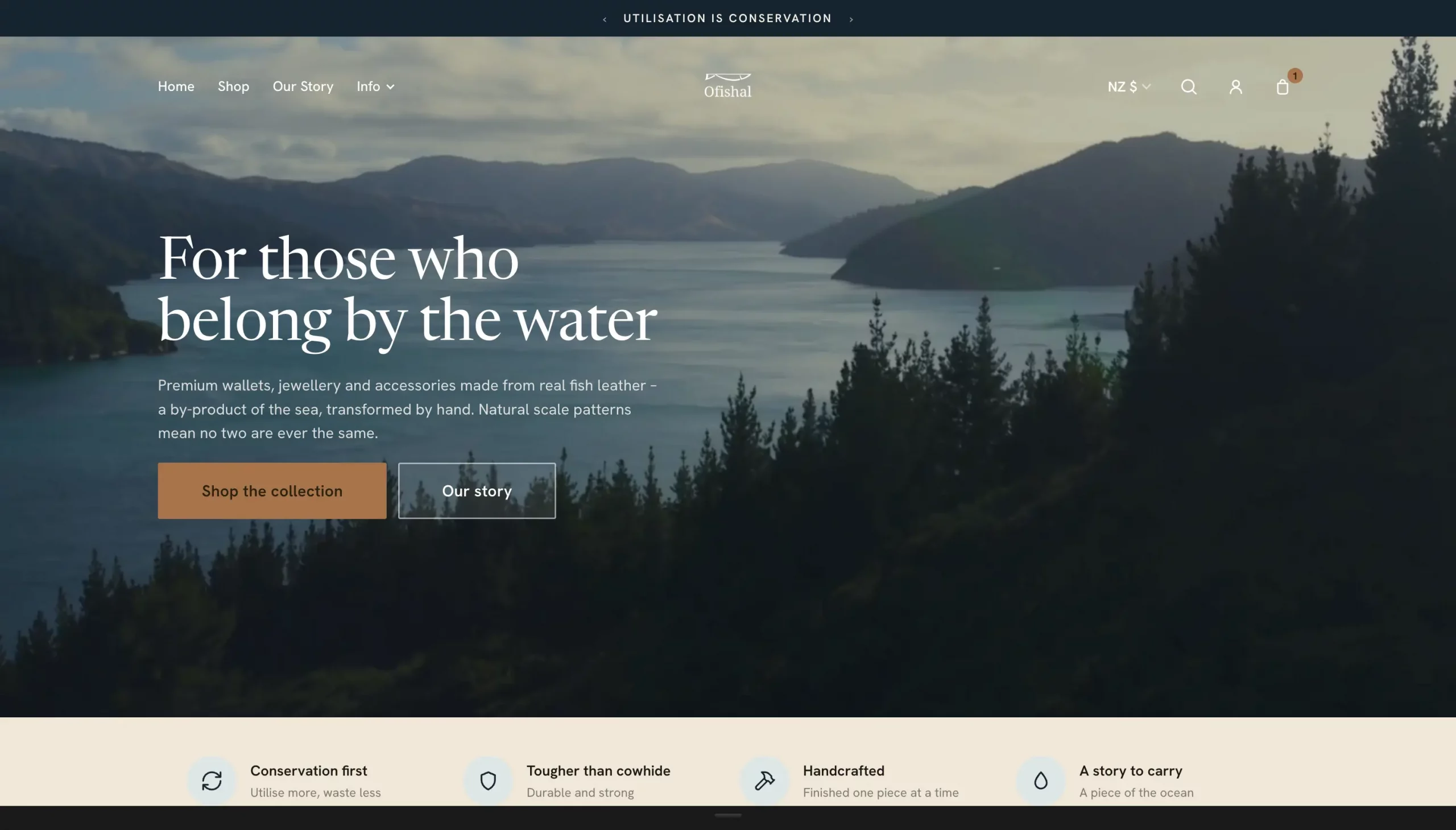 Ofishal homepage, built on the Pique theme